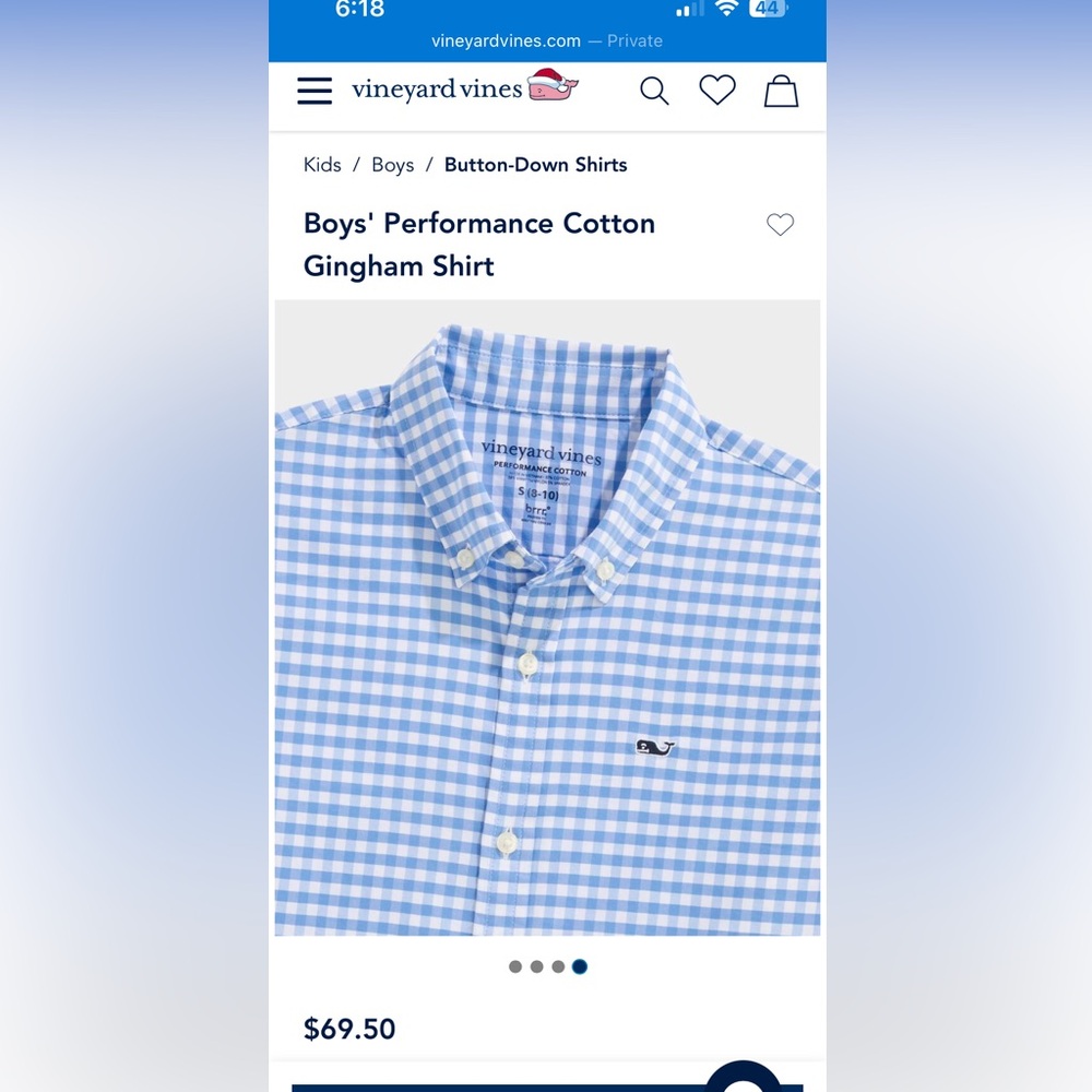 Vineyard Vines Boys Light Blue Button-Down Shirt